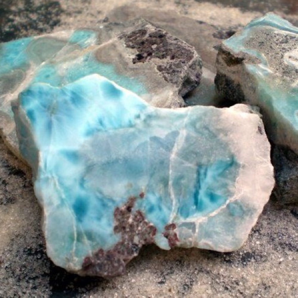 Larimar Natural Caribbean 925 Silver Crystal Gemstone Necklace - Picture 4 of 6